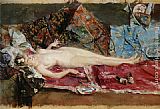 Jose Garcia Y Ramos Canvas Paintings - Reclining Nude